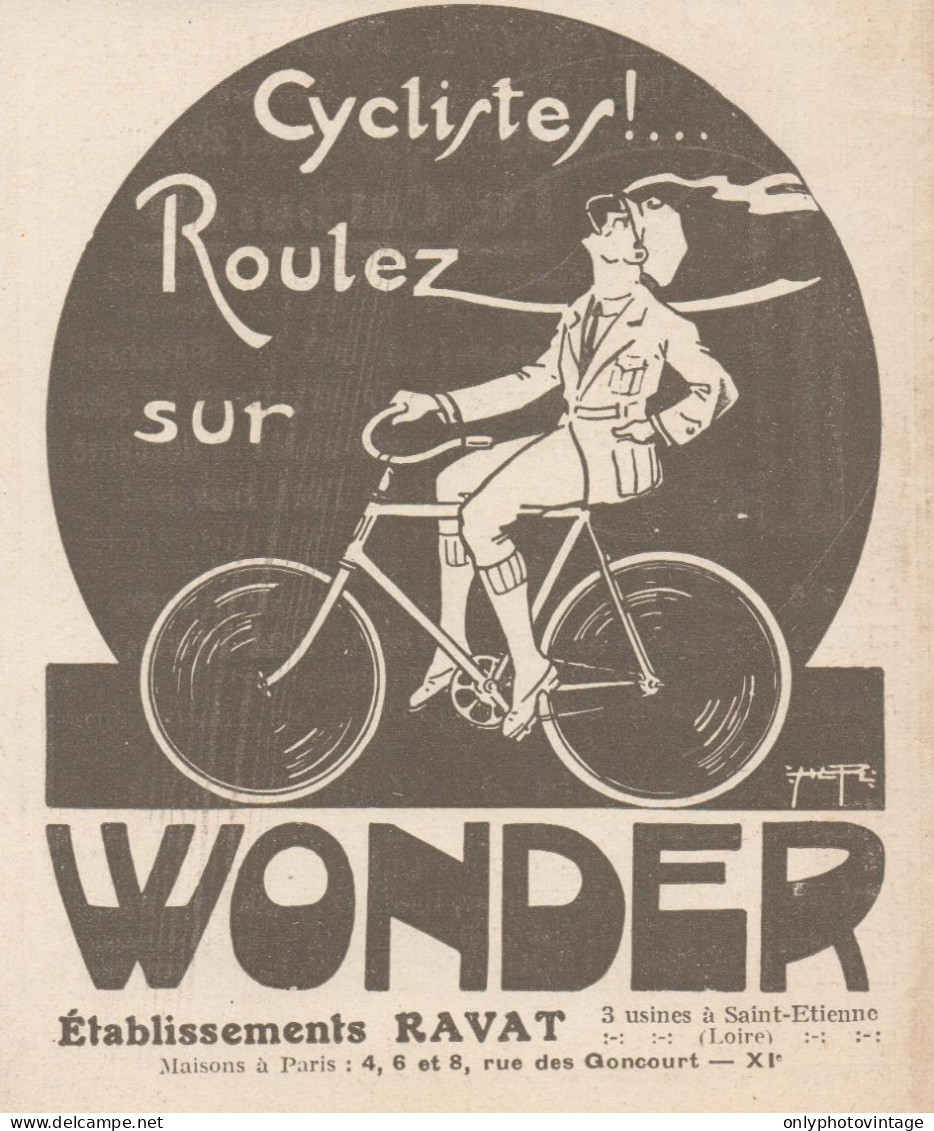 Cycles WONDER - Etablissements Ravat - Pubblicità D'epoca - 1924 Old Ad - Publicités