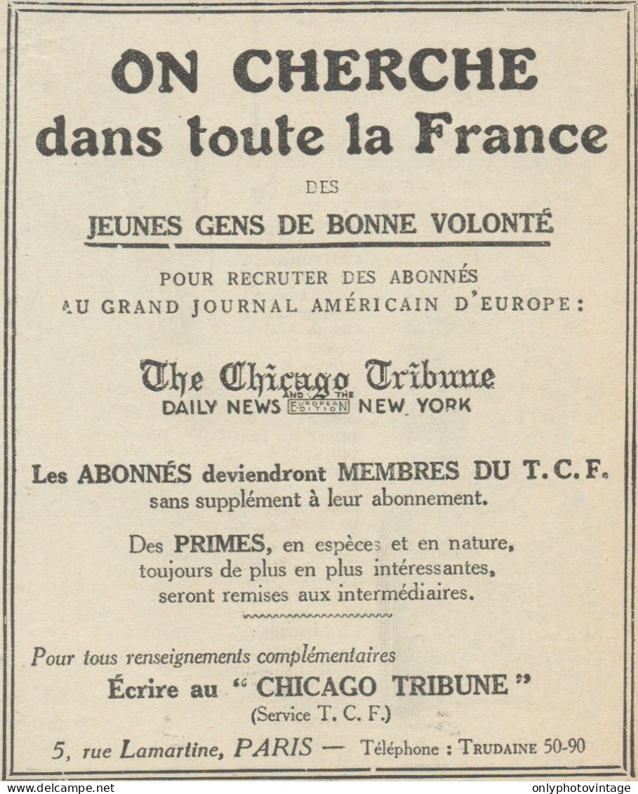 The Chicago Tribune - Pubblicità D'epoca - 1923 Old Advertising - Publicités