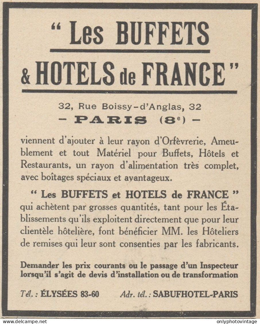 Les Buffets & Hotels De France - Pubblicità D'epoca - 1923 Old Advert - Werbung