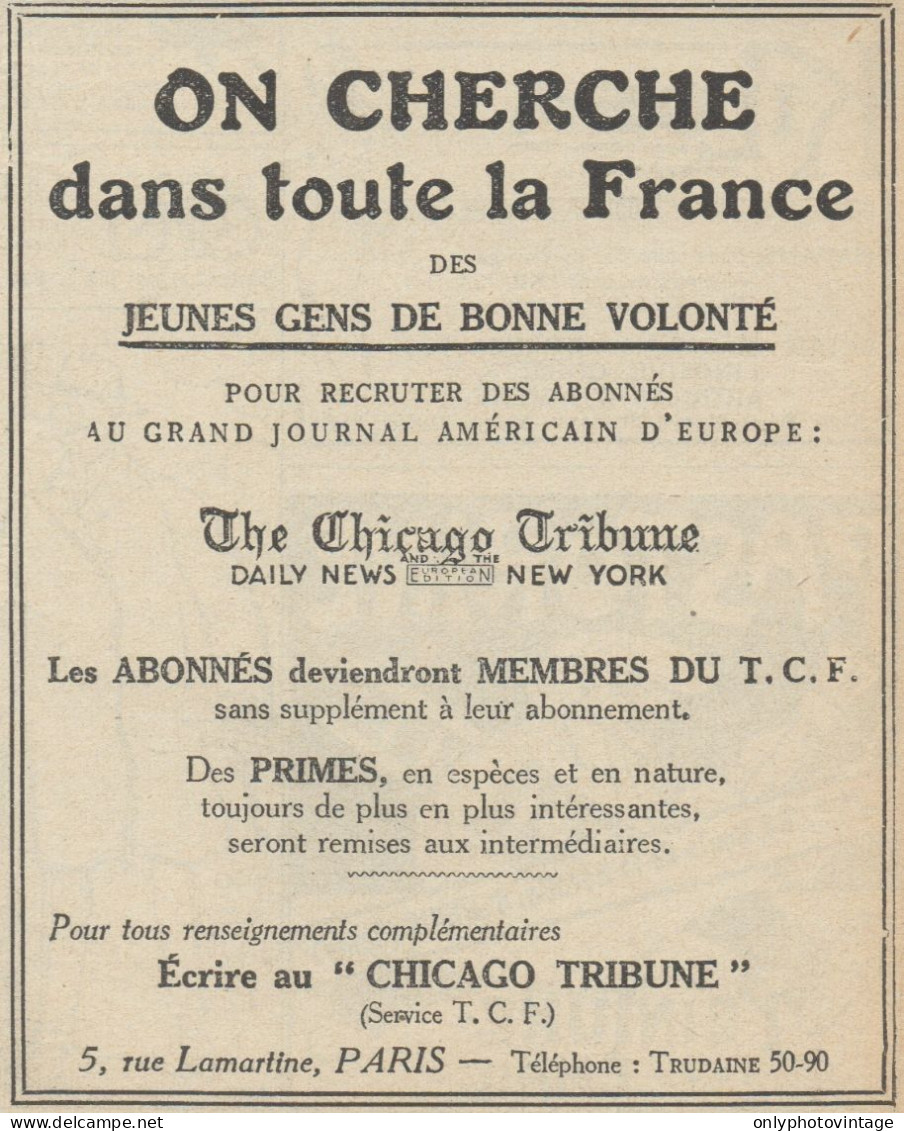 The Chicago Tribune - Pubblicità D'epoca - 1923 Old Advertising - Werbung