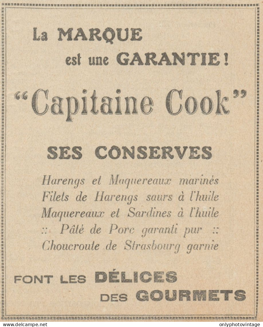 CAPITAINE COOK Ses Conserves - Pubblicità D'epoca - 1923 Old Advertising - Werbung
