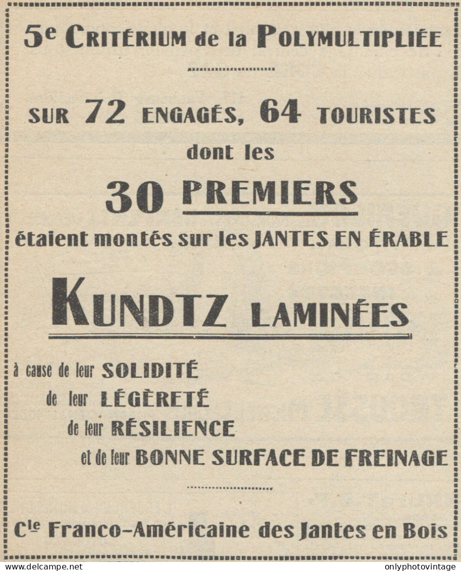 KUNDTZ Laminées - Pubblicità D'epoca - 1923 Old Advertising - Werbung