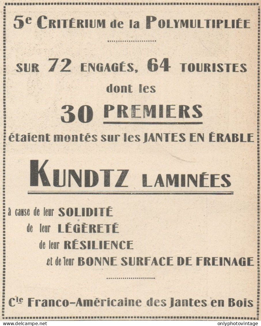 KUNDTZ Laminées - Pubblicità D'epoca - 1923 Old Advertising - Werbung