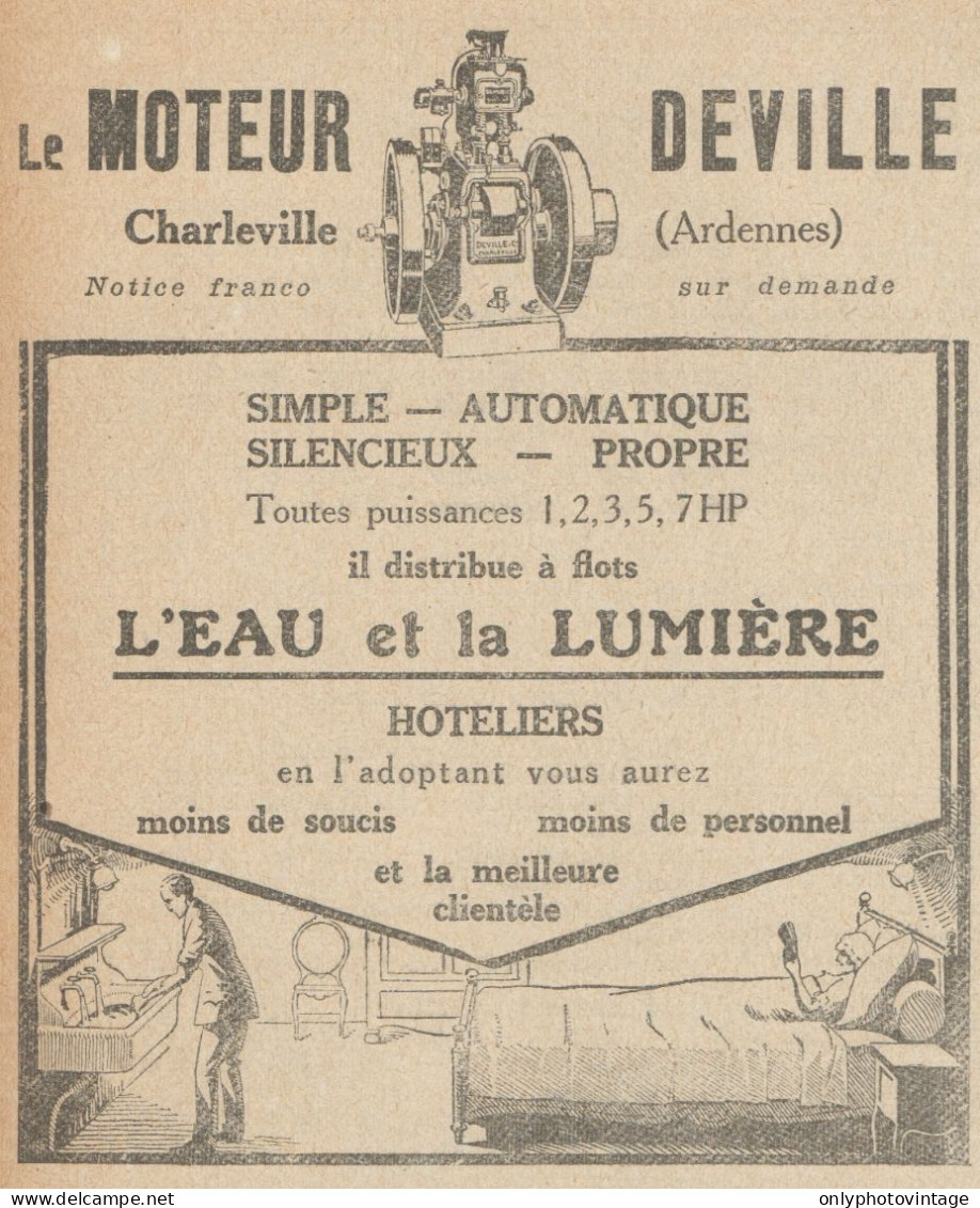 Moteur DEVILLE - Pubblicità D'epoca - 1923 Old Advertising - Publicités