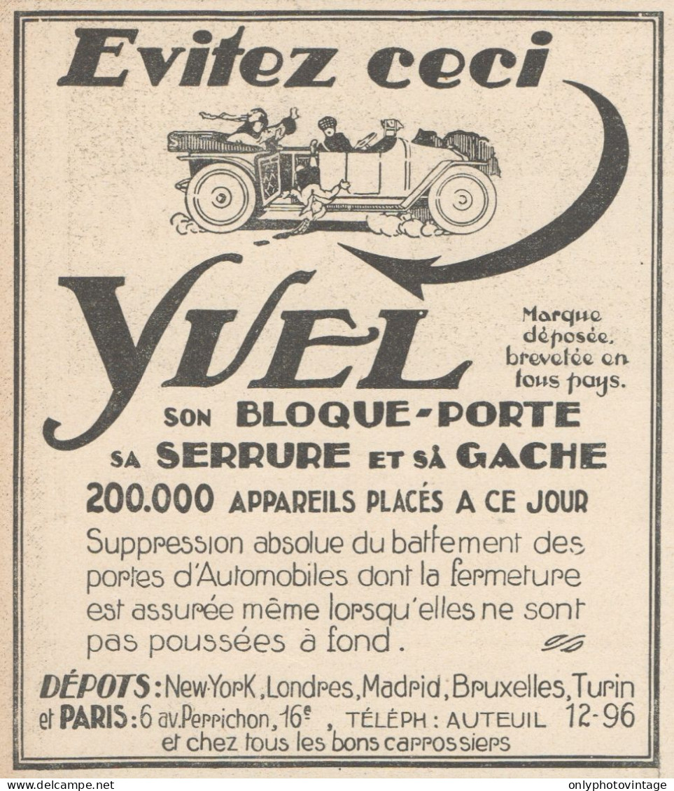 YVEL - Bloque Porte - Pubblicità D'epoca - 1923 Old Advertising - Publicités