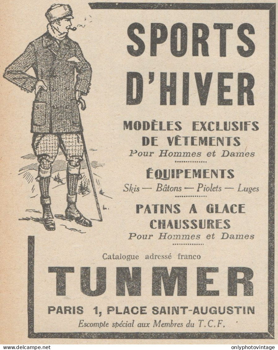 TUNMER - Sports D'Hiver - Pubblicità D'epoca - 1923 Old Advertising - Publicités