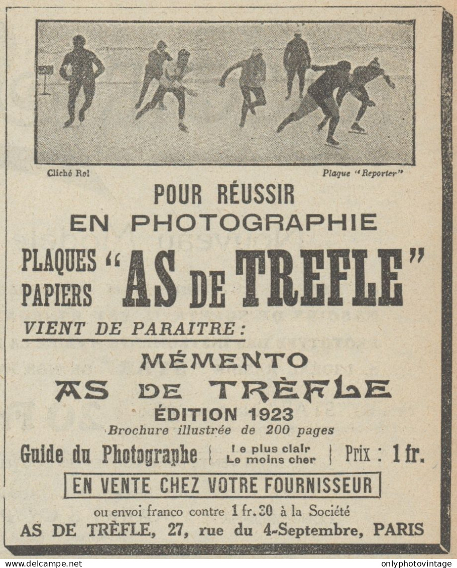 Plaques & Papiers As De Tréfle - Pubblicità D'epoca - 1923 Old Advert - Werbung