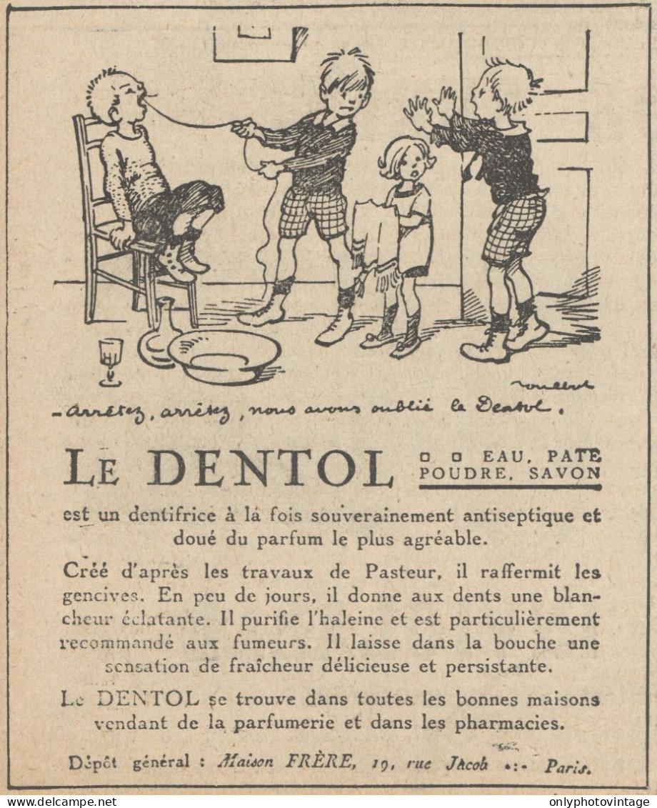 Dentifrice DENTOL - Illustrazione - Pubblicità D'epoca - 1923 Old Advert - Publicités