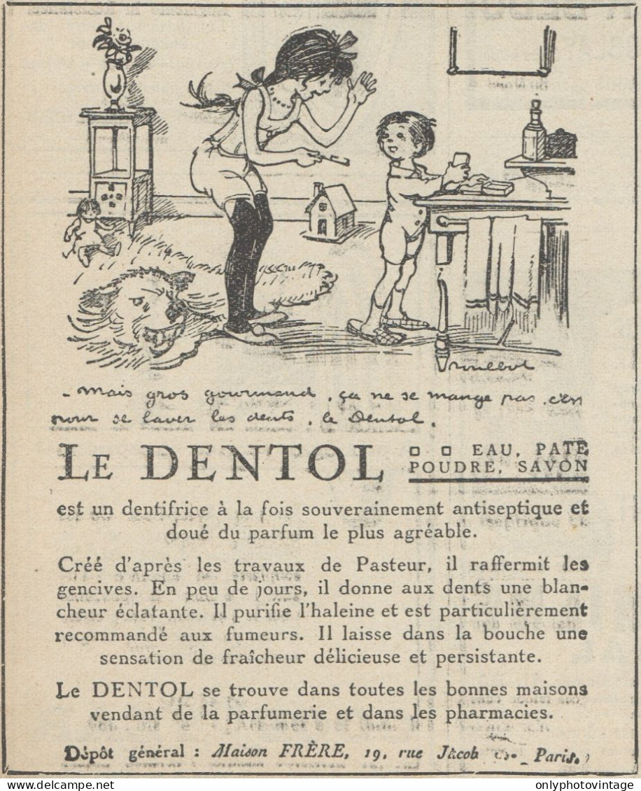 Dentifrice DENTOL - Illustrazione - Pubblicità D'epoca - 1923 Old Advert - Publicités