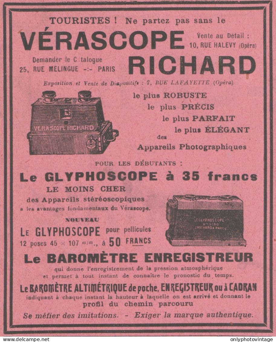 Vérascope RICHARD - Pubblicità D'epoca - 1912 Old Advertising - Publicités