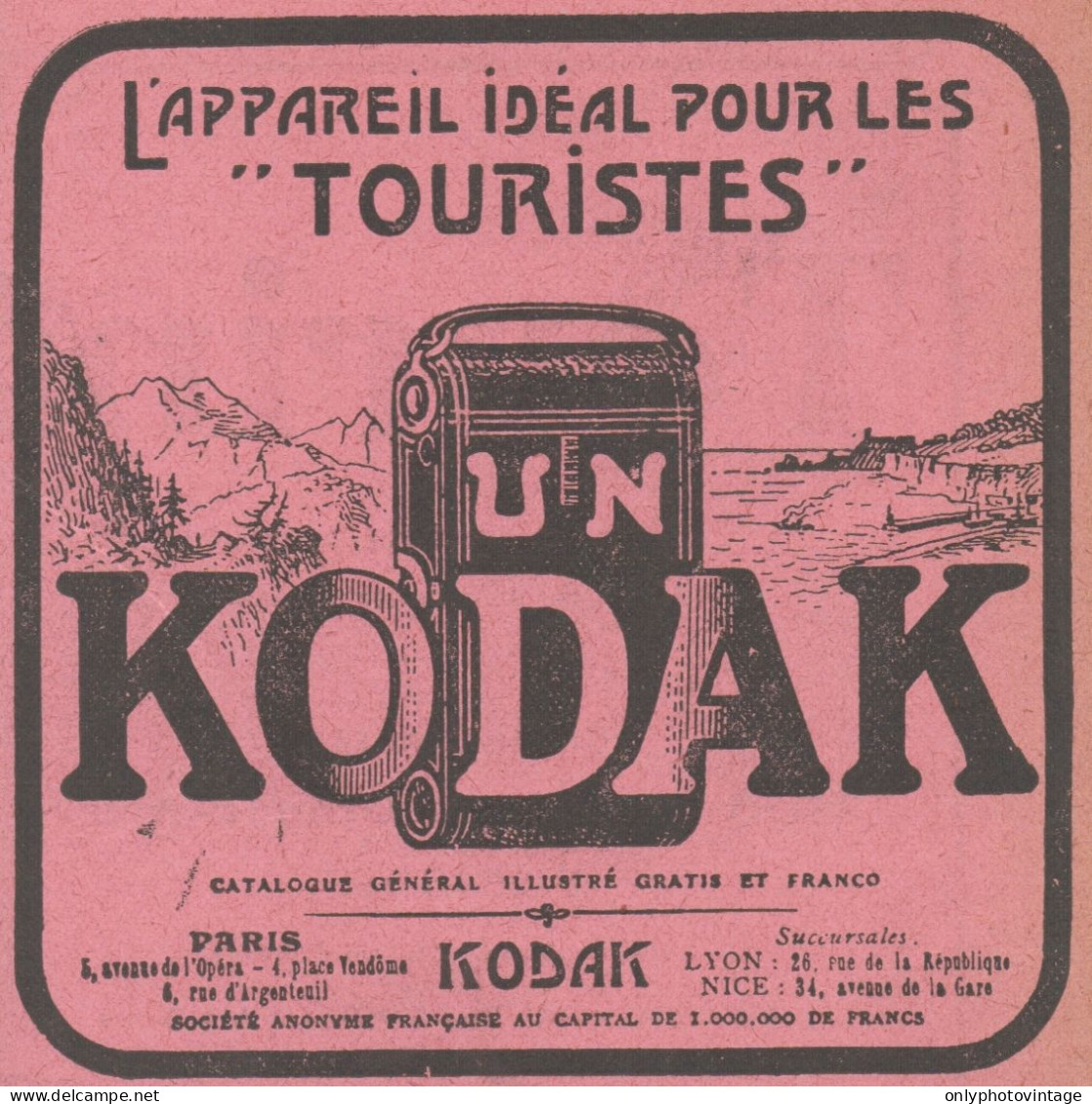 KODAK Appareil Ideal Pour Les Touristes - Pubblicità D'epoca - 1912 Ad - Publicités