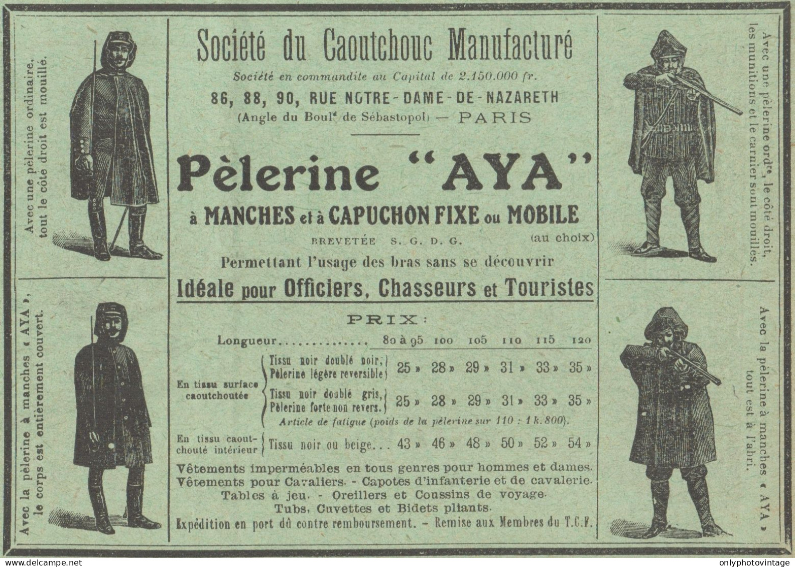 Pélerine à Manches AYA - Pubblicità D'epoca - 1912 Old Advertising - Publicités