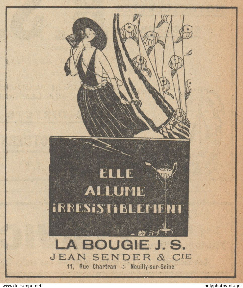 La Bougie J.S. - Jean Sender - Pubblicità D'epoca - 1920 Old Advertising - Publicités