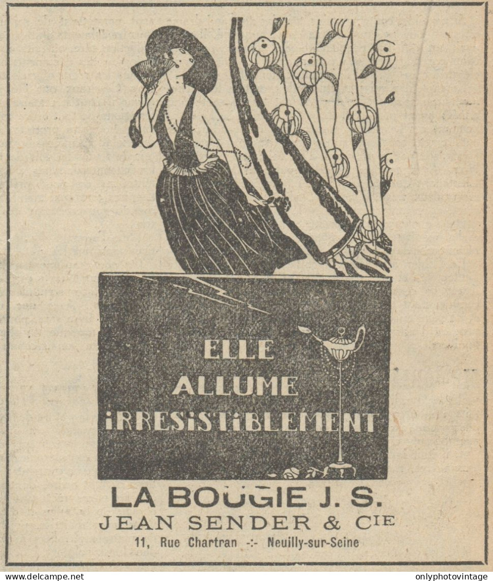 La Bougie J.S. - Jean Sender - Pubblicità D'epoca - 1920 Old Advertising - Publicités