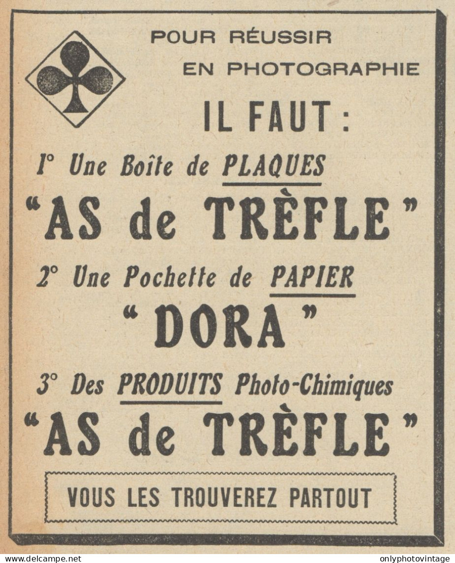 Papier DORA & Plaques AS DE TREFLE - Pubblicità D'epoca - 1920 Old Advert - Publicités