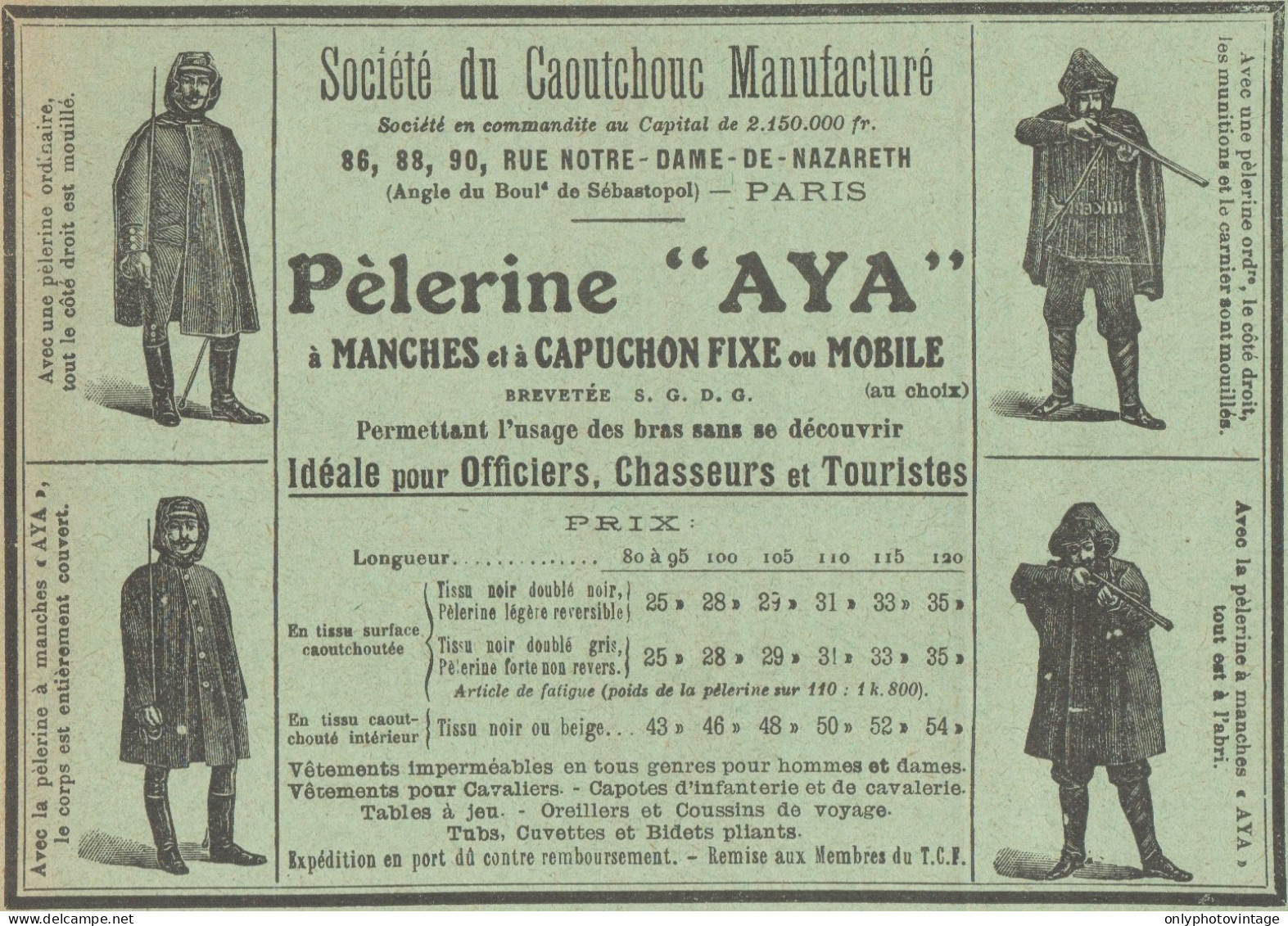 Pélerine AYA - Pubblicità D'epoca - 1911 Old Advertising - Publicités