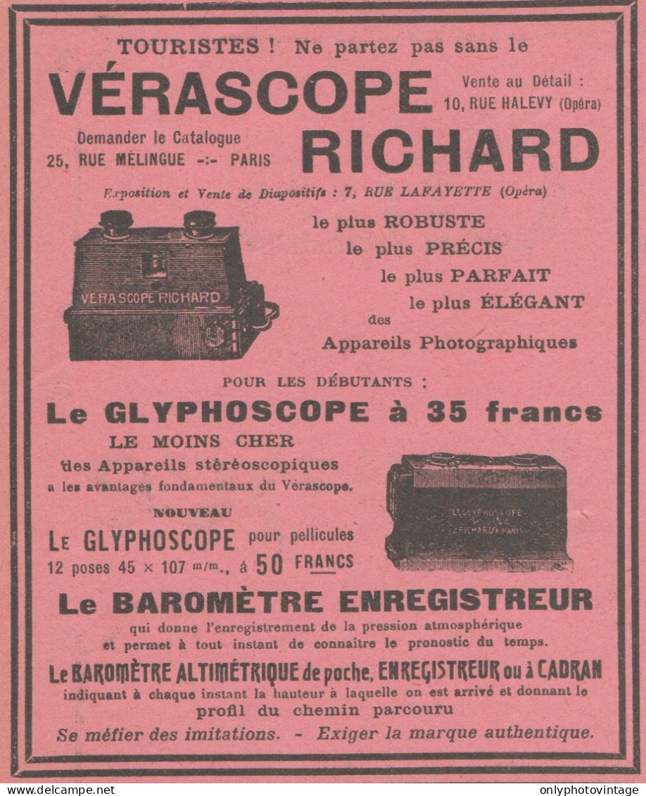 Vérascope RICHARD - Pubblicità D'epoca - 1911 Old Advertising - Publicités