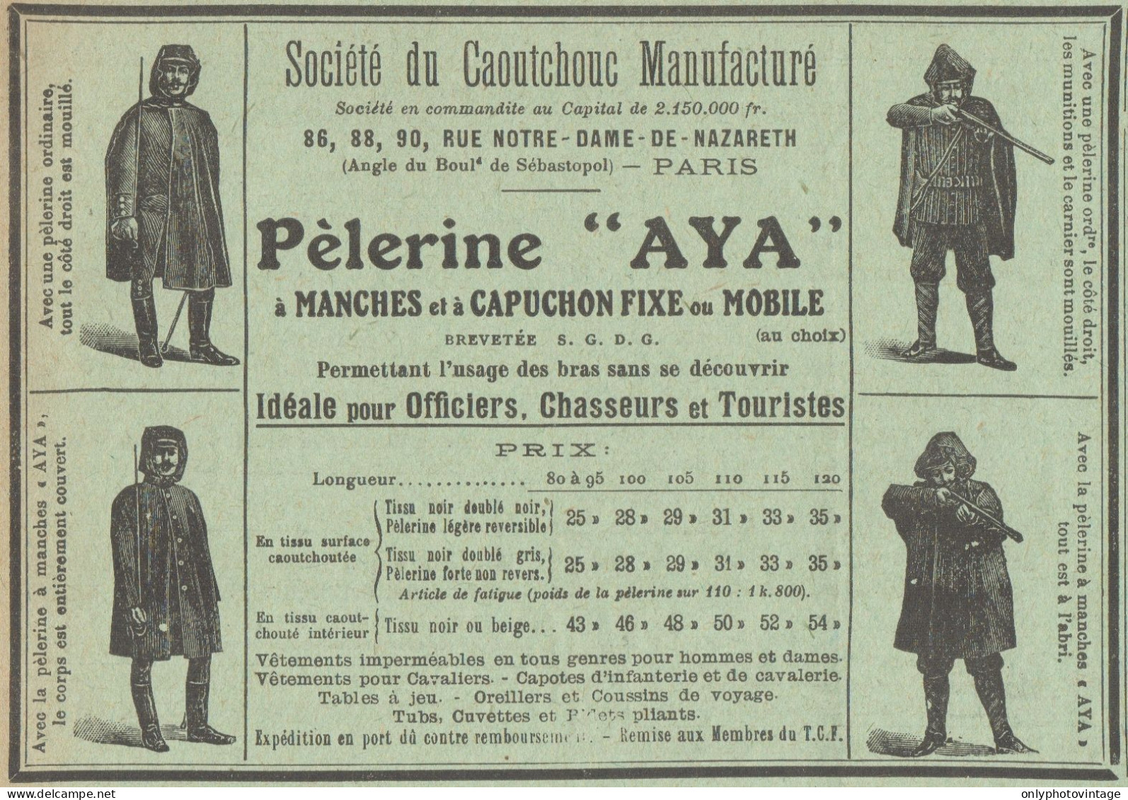 Pélerine AYA - Pubblicità D'epoca - 1911 Old Advertising - Publicités