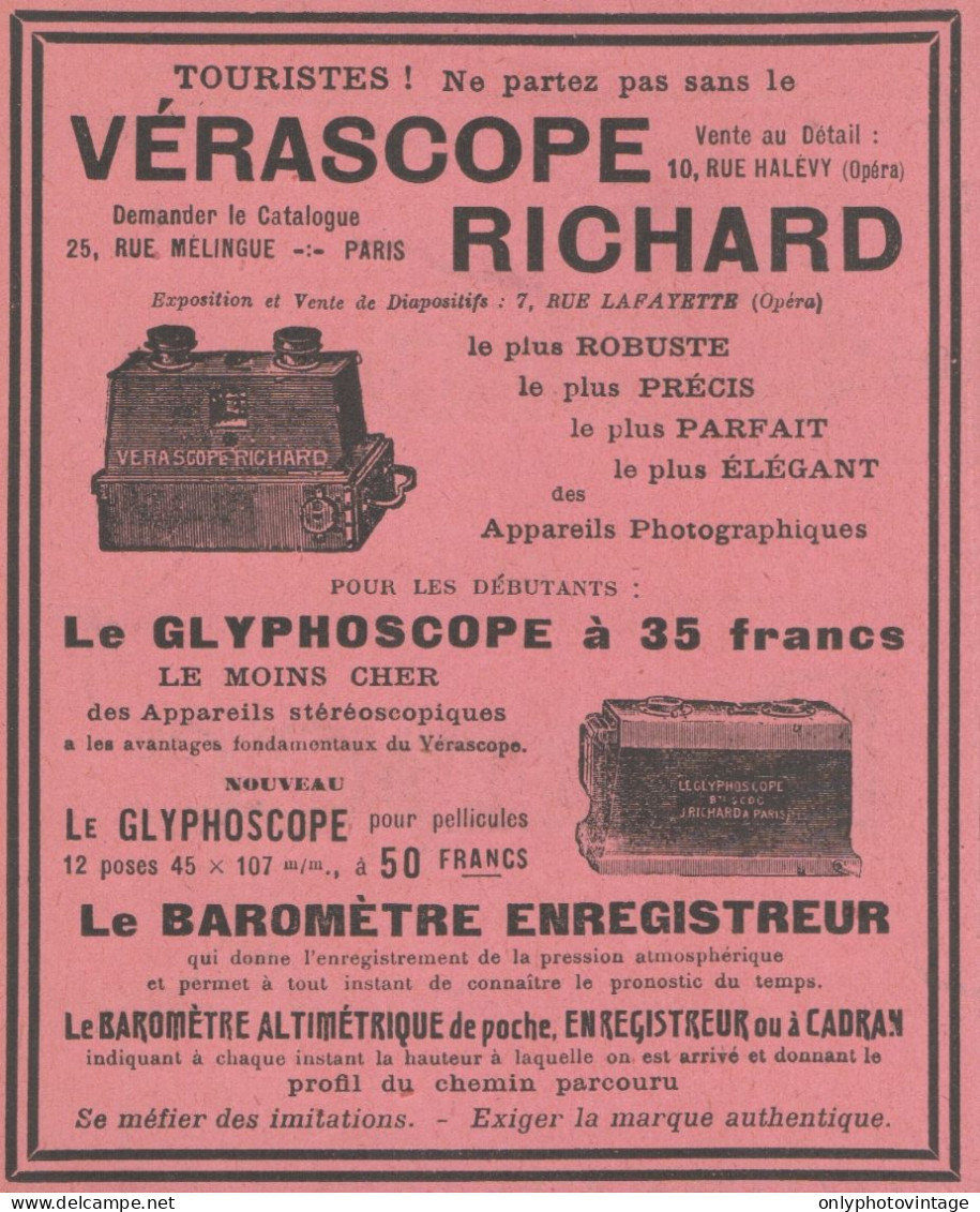 Vérascope RICHARD - Pubblicità D'epoca - 1911 Old Advertising - Publicités