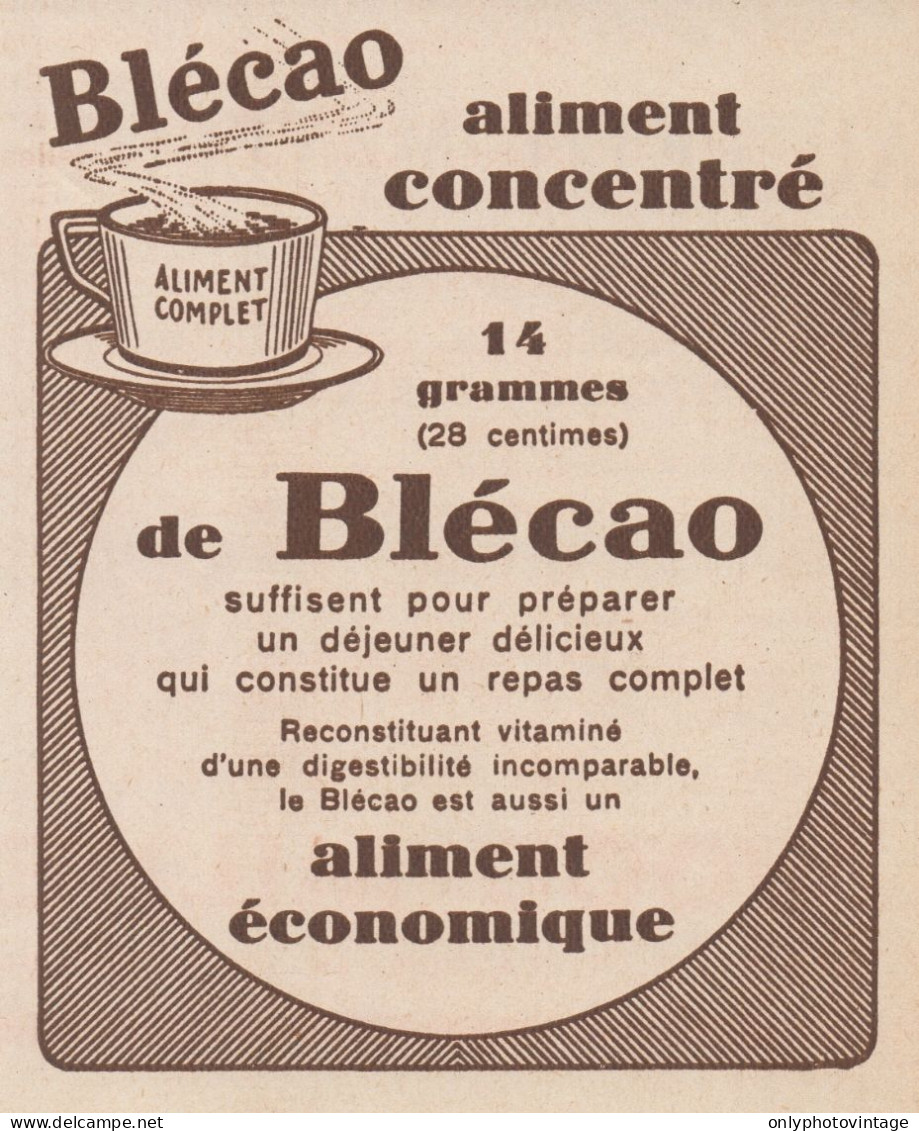 BLECAO Aliment Complet - Pubblicità D'epoca - 1934 Old Advertising - Publicités