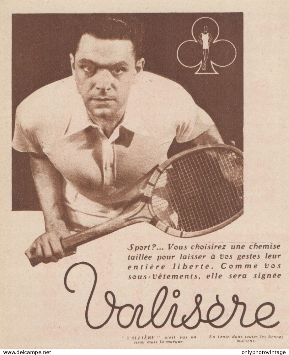VALISERE - Tennis - Pubblicità D'epoca - 1934 Old Advertising - Publicités