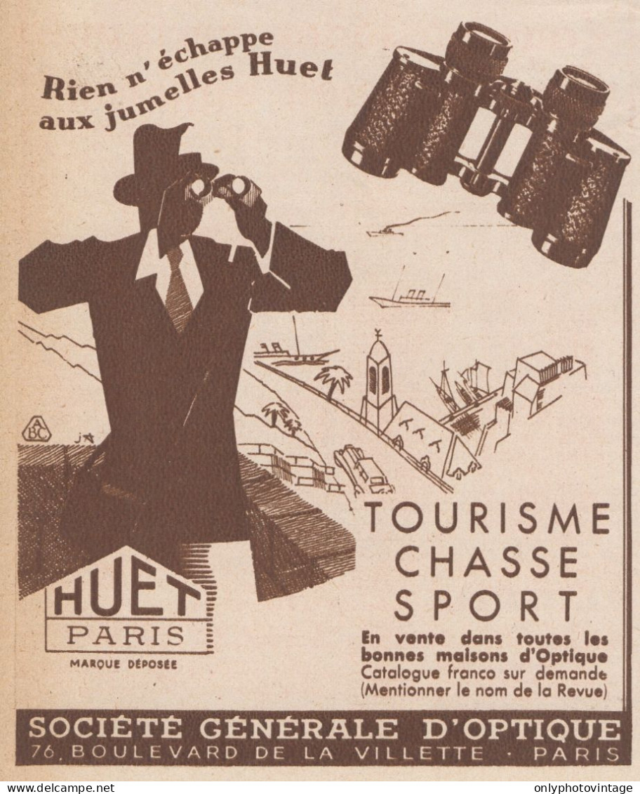 HUET Soc. Générale D'Optique - Pubblicità D'epoca - 1934 Old Advertising - Publicités