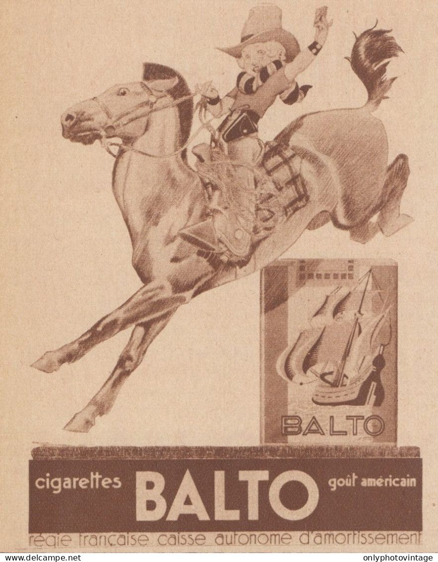 Cigarettes BALTO - Pubblicità D'epoca - 1934 Old Advertising - Publicités