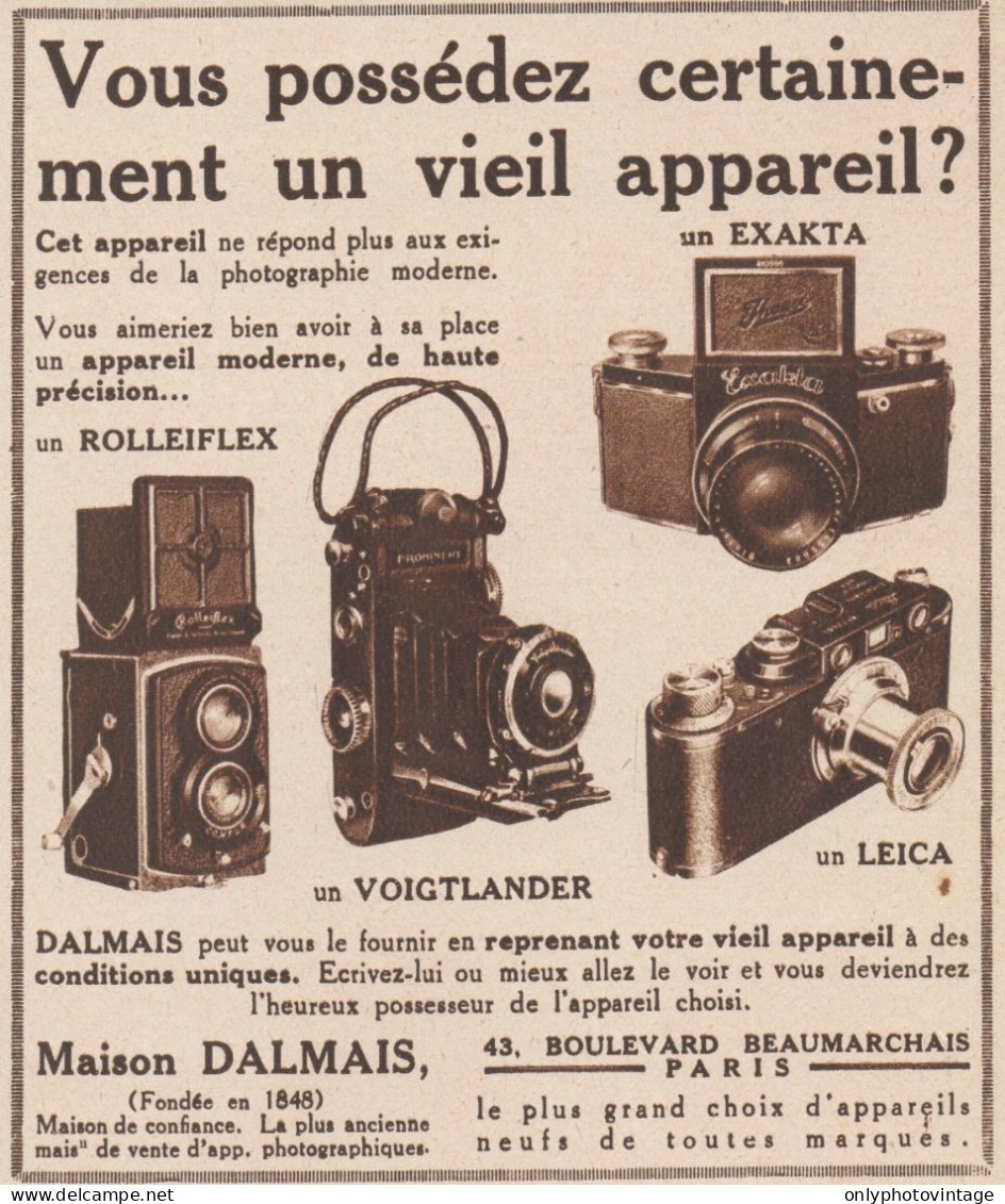 Rolleiflex - Exakta - Maison DALMAIS - Pubblicità D'epoca - 1934 Old Ad - Publicités