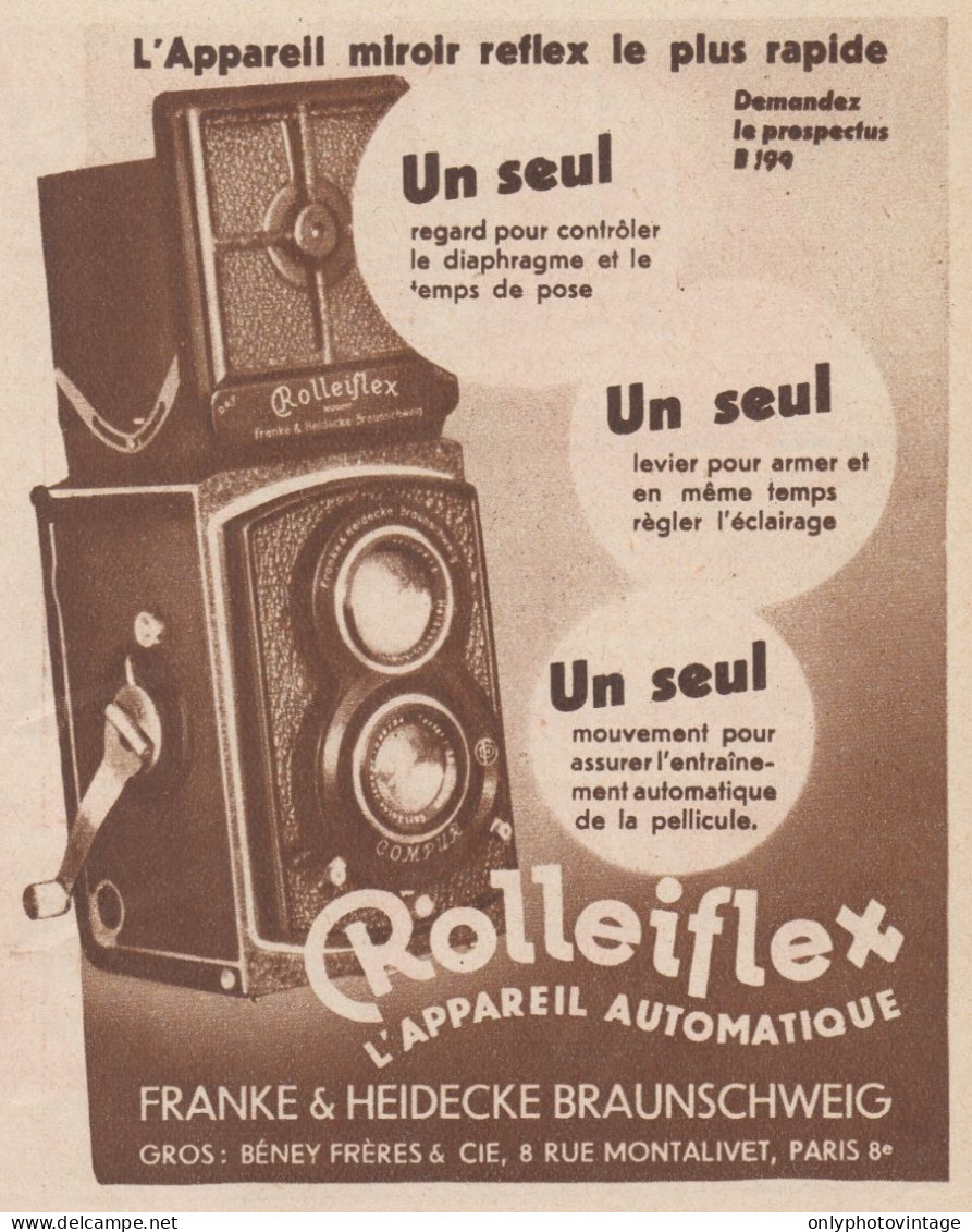 ROLLEIFLEX L'appareil Automatique -  Pubblicità D'epoca - 1934 Old Advert - Publicités