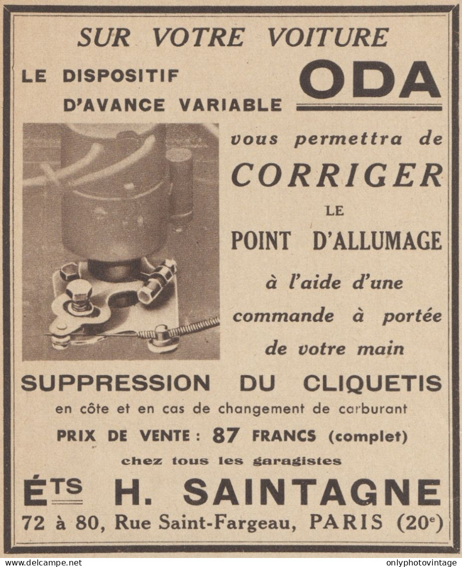 ODA - Etab. H. Saintagne - Pubblicità D'epoca - 1938 Old Advertising - Publicités