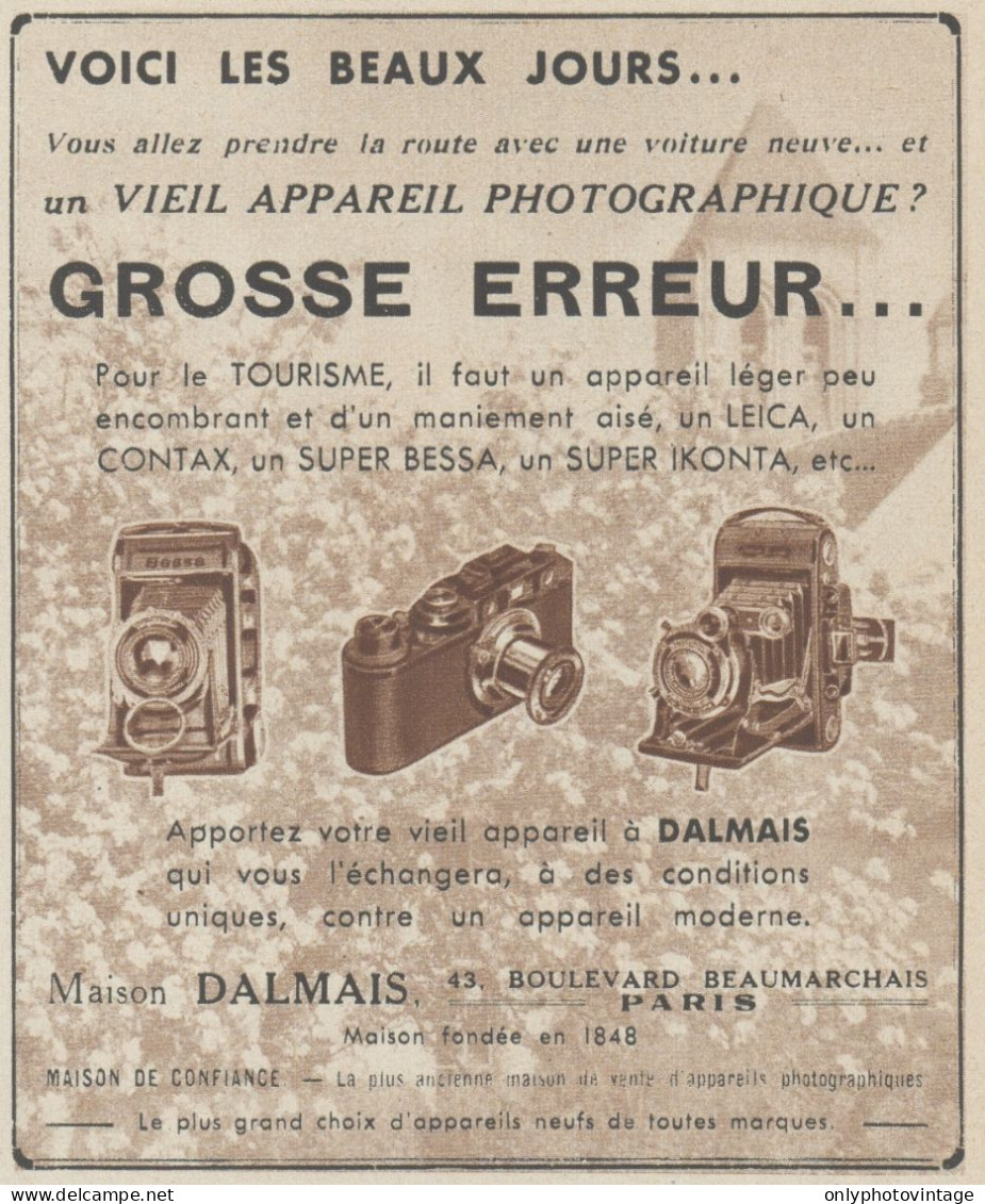 Maison DALMAIS Appareil Photographique - Pubblicità D'epoca - 1938 Old Ad - Werbung