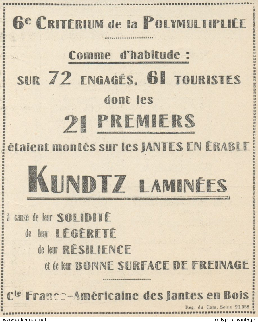 KUNDTZ Laminées - Pubblicità D'epoca - 1924 Old Advertising - Werbung