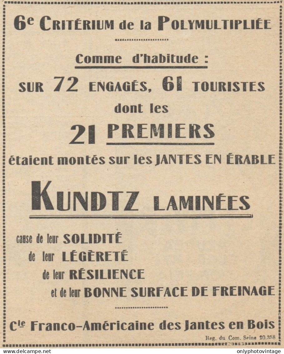 KUNDTZ Laminées - Pubblicità D'epoca - 1924 Old Advertising - Werbung