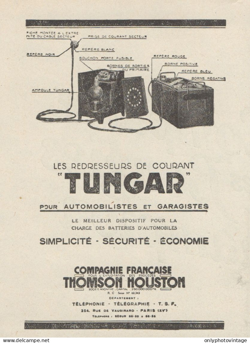 Radresseurs De Courant TUNGAR - Pubblicità D'epoca - 1924 Old Advertising - Werbung