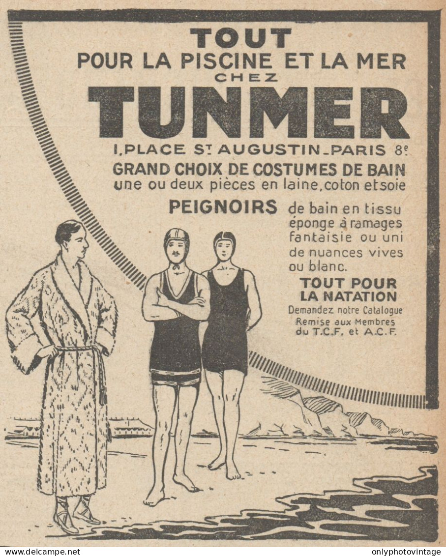 TUNMER Pour La Piscine Et La Mer - Pubblicità D'epoca - 1924 Old Advert - Werbung