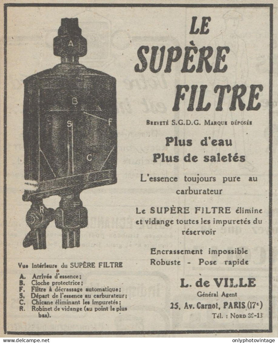 Supère Filtre - Pubblicità D'epoca - 1921 Old Advertising - Werbung