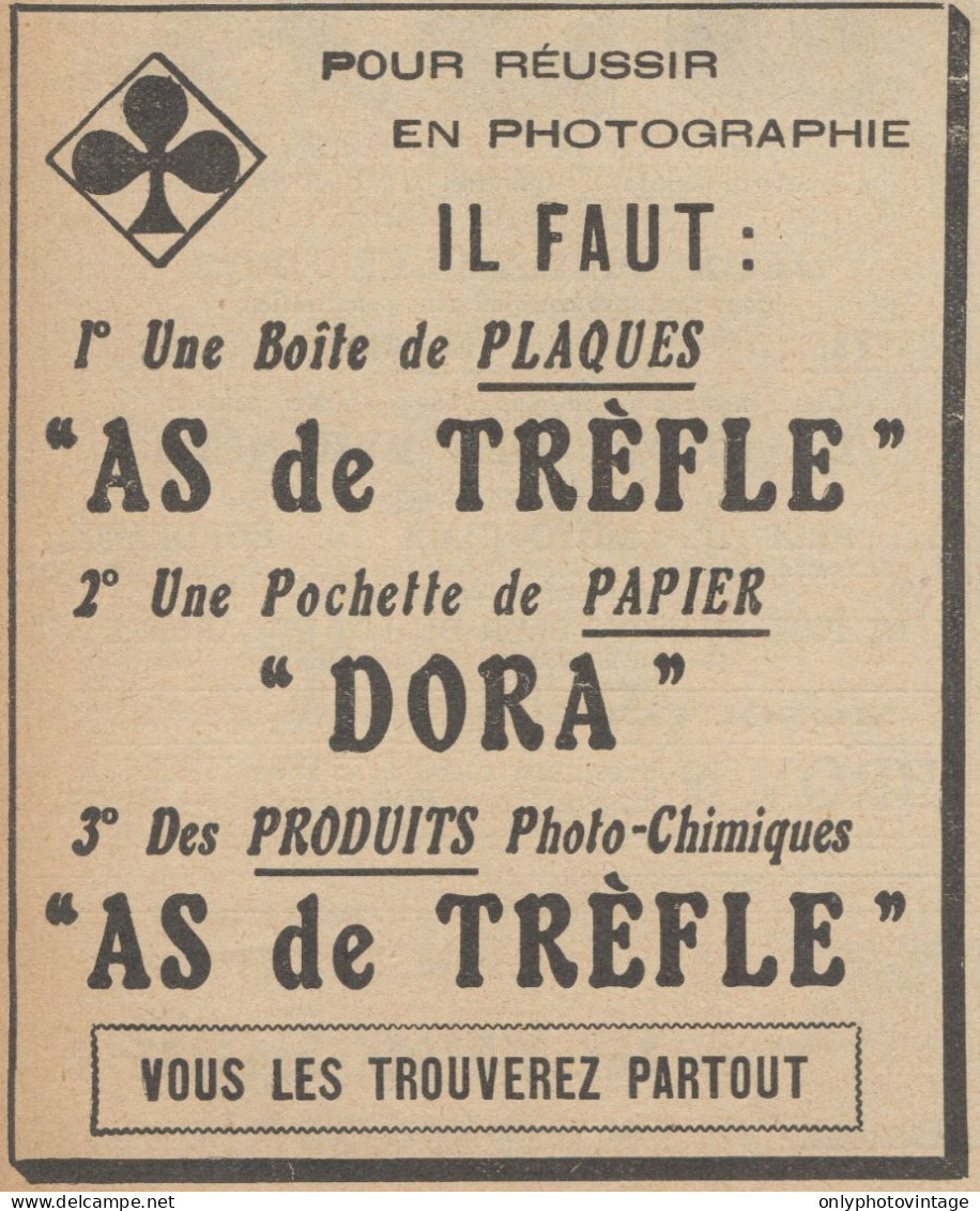 Plaques As De Trèfle & Papier DORA - Pubblicità D'epoca - 1921 Old Advert - Werbung