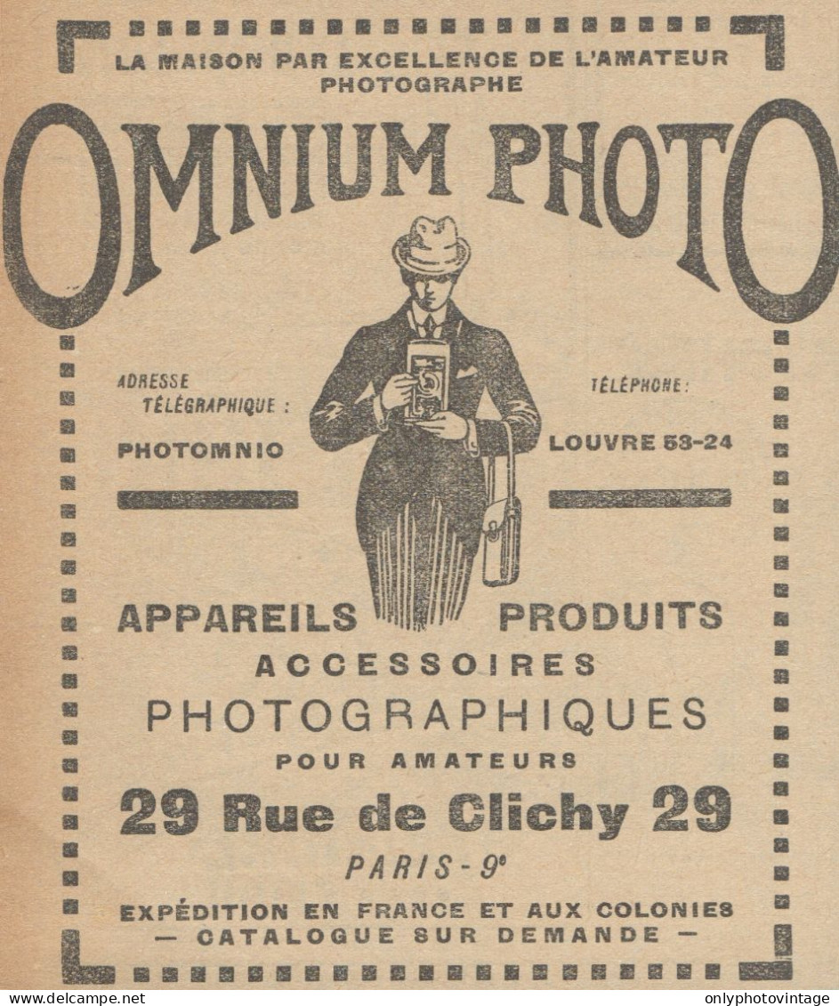 OMNIUM PHOTO - Paris - Pubblicità D'epoca - 1921 Old Advertising - Werbung