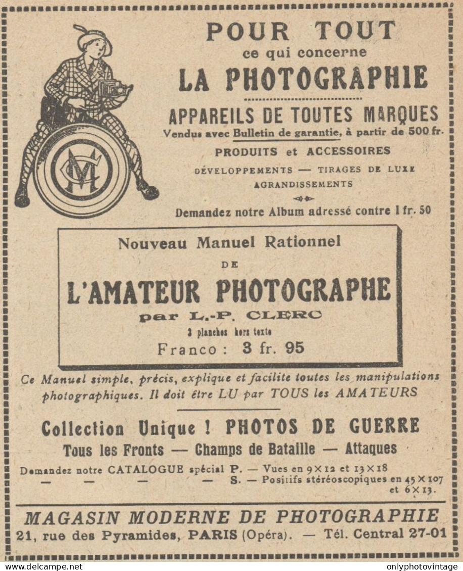 Magasin Moderne De Photographie - Pubblicità D'epoca - 1921 Old Advert - Werbung