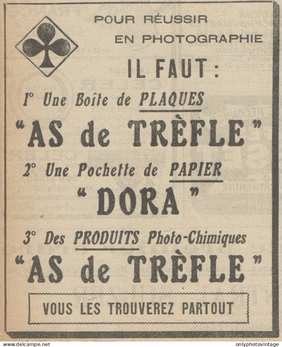 Plaques As De Trèfle & Papier DORA - Pubblicità D'epoca - 1921 Old Advert - Werbung