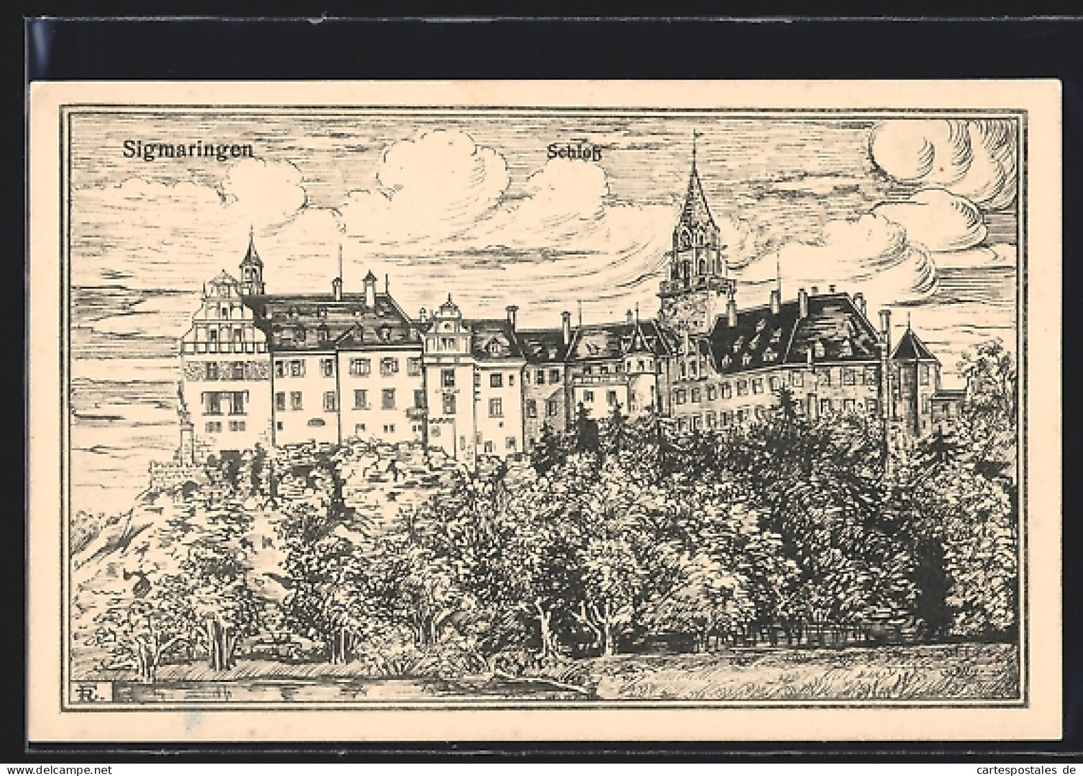 Künstler-AK Sigmaringen, Schlossansicht  - Sigmaringen