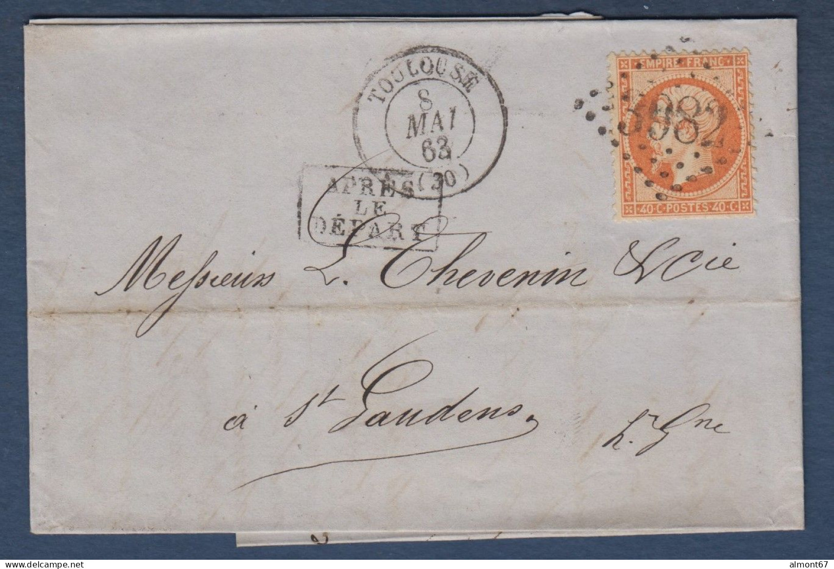 Haute Garonne -  Napoléon N° 23  Sur Lettre De Toulouse Pour St Gaudens - 1849-1876: Période Classique