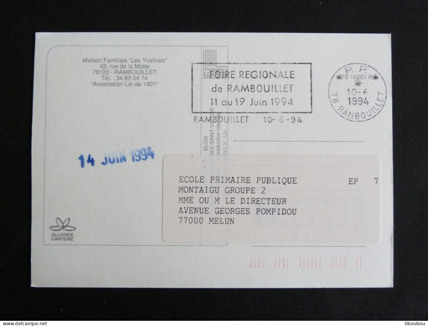 RAMBOUILLET - YVELINES - FLAMME TEMPORAIRE P.P. PORT PAYE FOIRE REGIONALE 1994 - MAISON FAMILIALE LES YVELINES - Mechanical Postmarks (Advertisement)