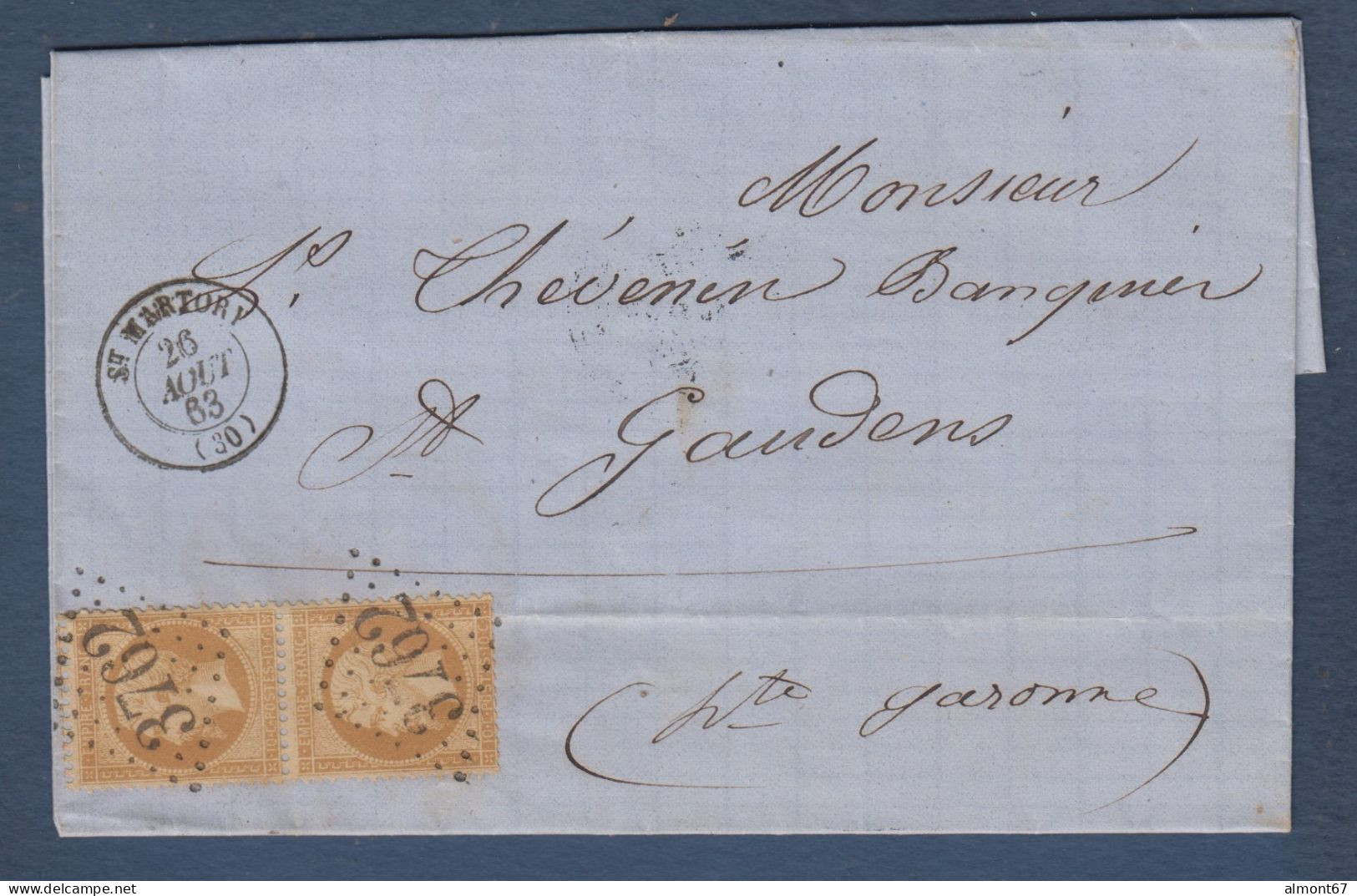 Haute Garonne -  Napoléon Paire N° 21  Sur Lettre De ST MARTORY Pour St Gaudens - 1849-1876: Période Classique