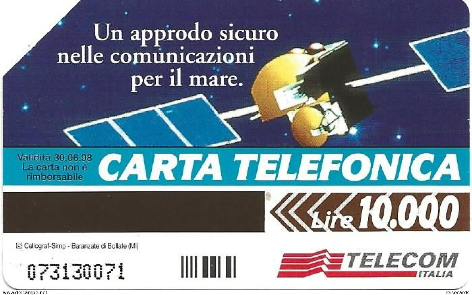 Italy: Telecom Italia - Un Approdo Sicuro Nelle Comunicazioni Per Il Mare - Öff. Werbe-TK