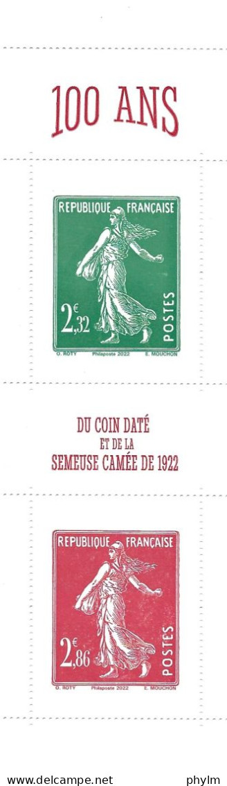 France - Carnet 1530 - La Semeuse Camée - Neuf** Non Plié - Année 2022 - Cote 135,00 - Commemoratives