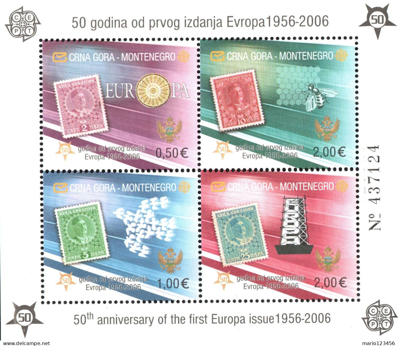 MONTENEGRO, EUROPA, CEPT, 2006, BLOCK, NUOVI (MNH**) Mi:ME BL2A, Sn:ME 129E, Yt:ME BF2 - Montenegro