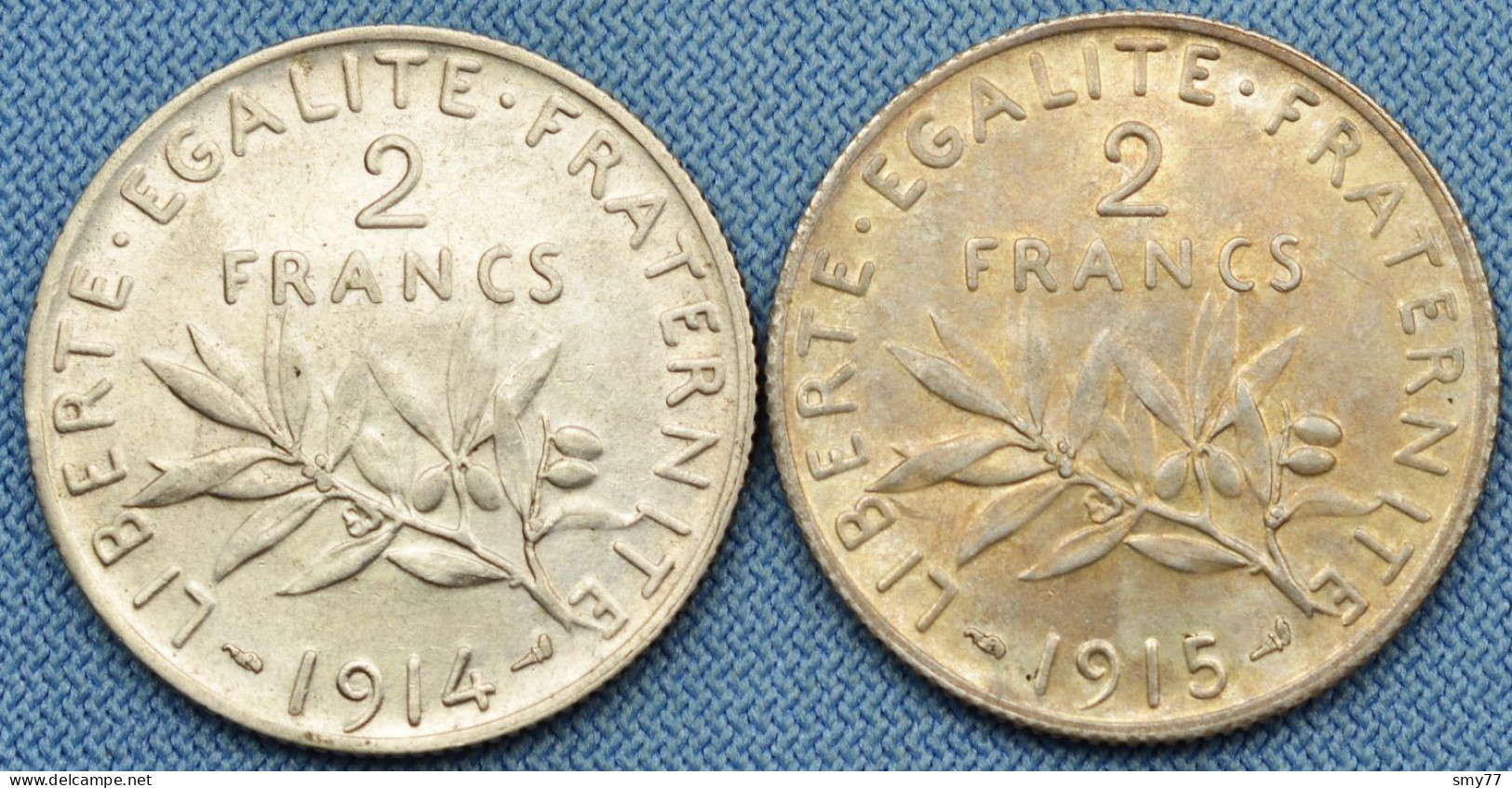 France • Lot 2x • 2 Francs Semeuse — 1914 — 1915  • [24-712] - 2 Francs