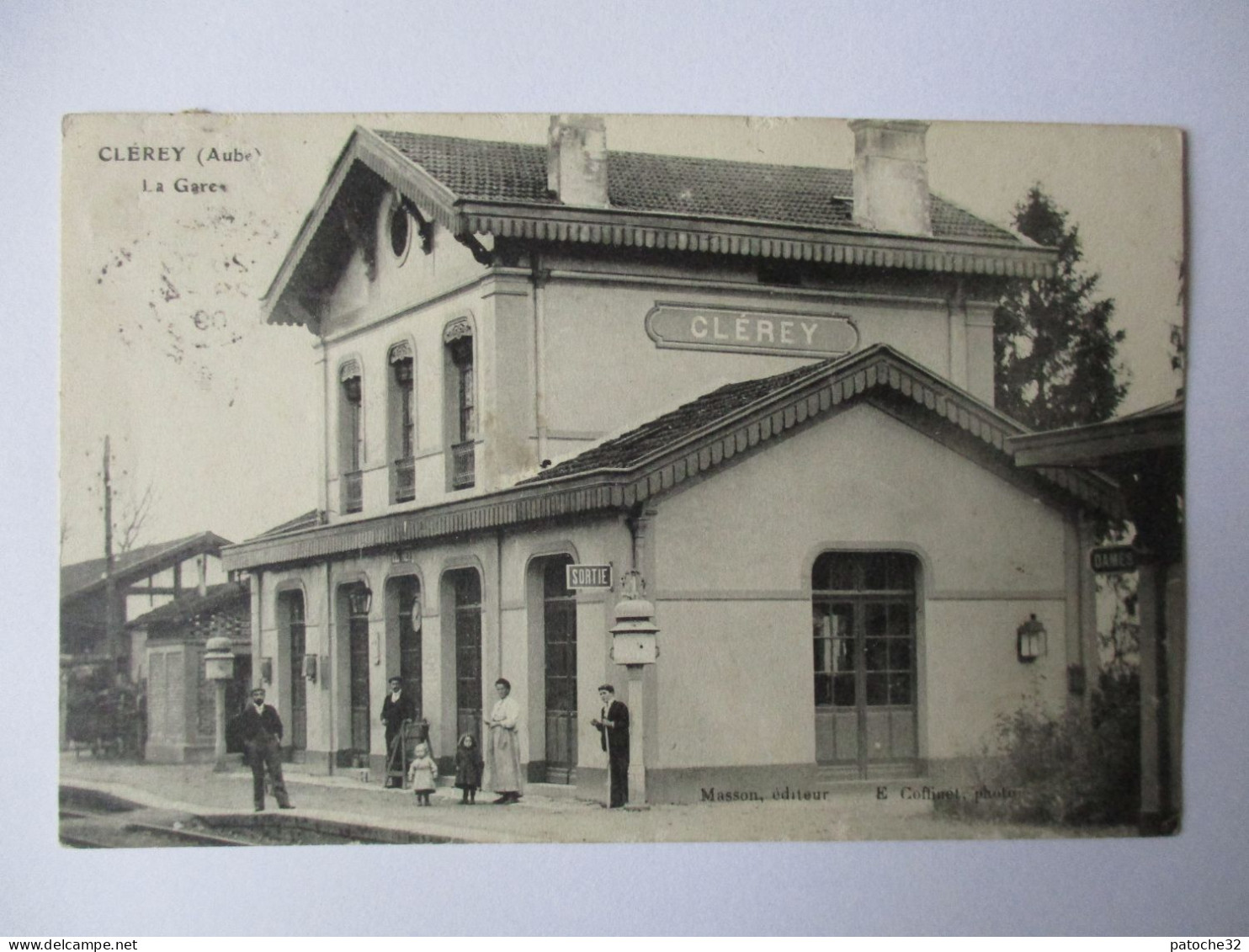 Cpa...Clérey...(aube)...la Gare...1909...animée... - Autres & Non Classés