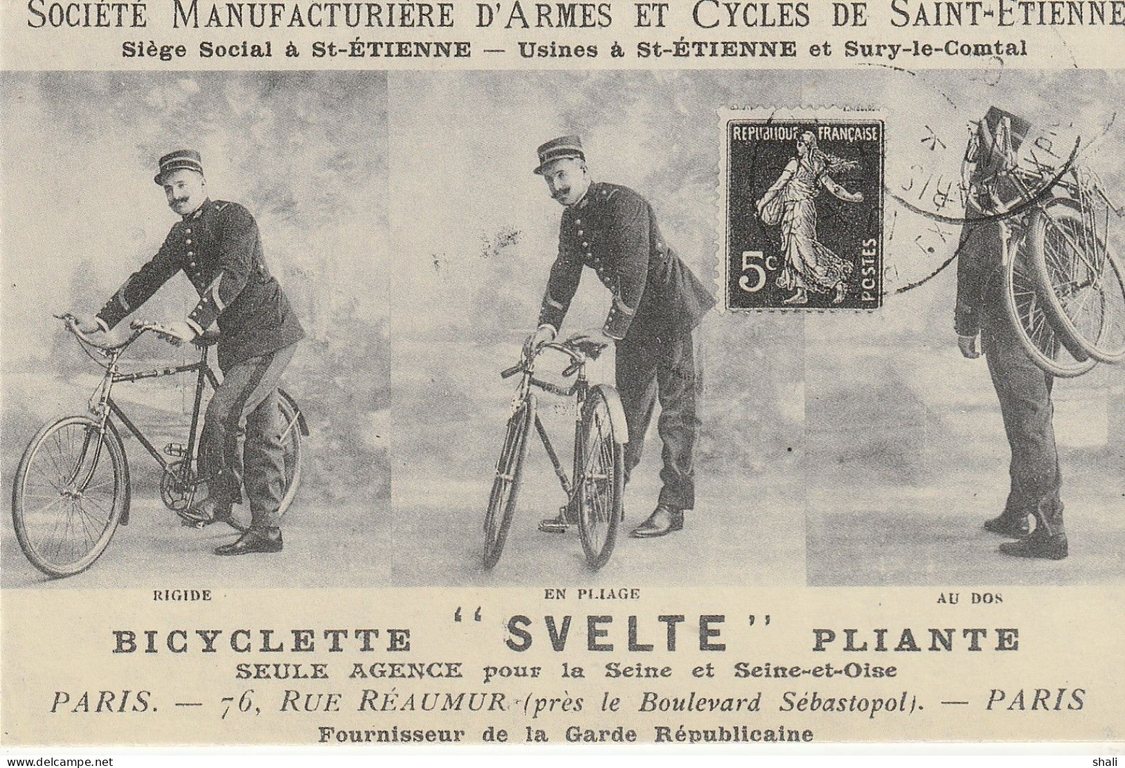 COPIE DE CARTE POSTALE ANCIENNE BICYCLETTE SVELTE PLIANTE - Wielrennen